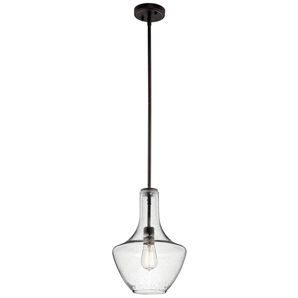 Kichler Everly 15.25" Kitchen Bell Pendant in Olde Bronze&#174;, 1-Light Clear S