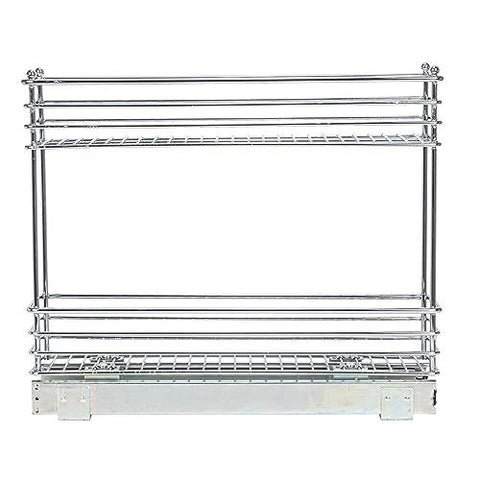 Household Essentials Narrow Sliding Cabinet Organizer, Two Tier 5", Chrome