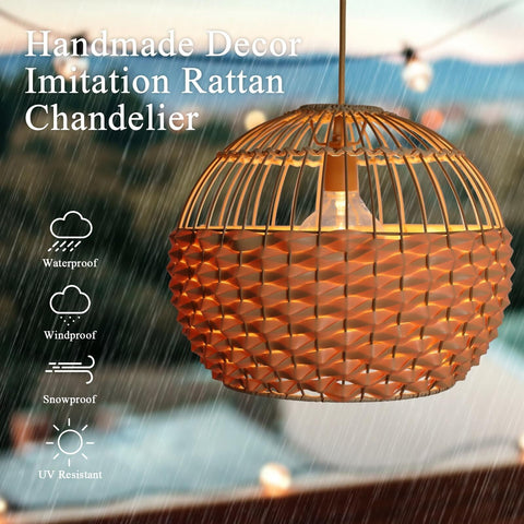 Outdoor Chandelier Ranttan 12" Solar Pendant Lights Ceiling Light with Remote...