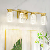 kudos Brushed Gold Vanity Light, 4-Light Bathroom Light Fixtures, Modern LED ...