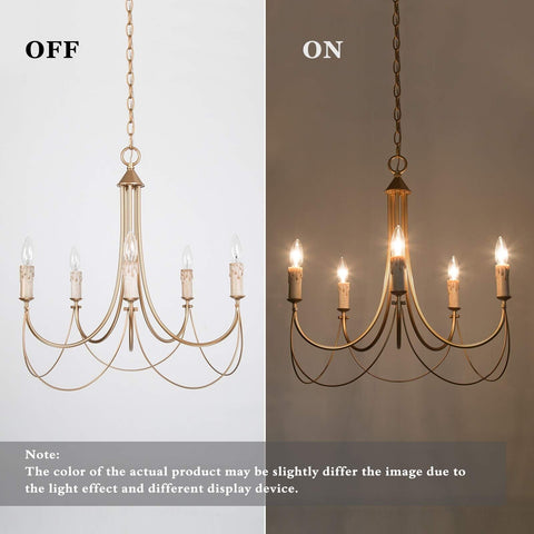 classy leaves Gold French Country Chandeliers for Dining Rooms, 5-Light Moder...