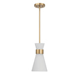 Kit - Modern Minimalist Tapered Opal Glass and Metal Ceiling Light, White and...