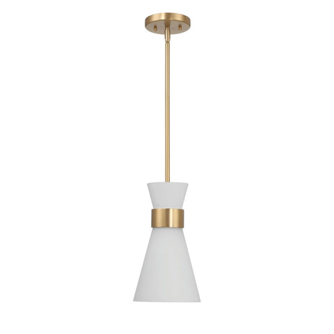 Kit - Modern Minimalist Tapered Opal Glass and Metal Ceiling Light, White and...