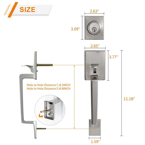 Natsukage Front Door Handle Set Heavy Duty Entry Door Lock Set Satin Nickel E...