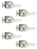 Mengico 6 Pack Keyless Square Door Handles,Satin Nickel Reversible Non-Lockin...