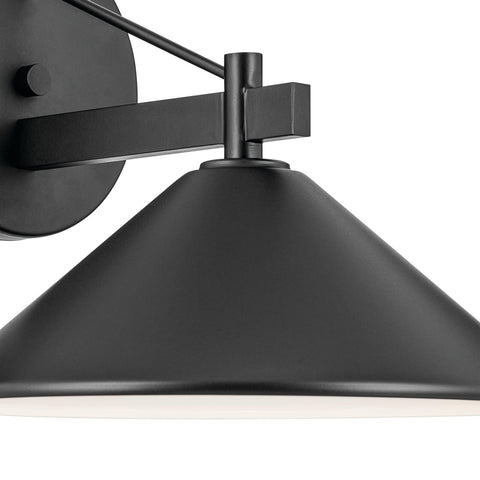 KICHLER Ripley 12" 1-Light Outdoor Wall Light in Black for Exterior Doors, Ga...