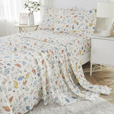 Brandream Cotton Gauze Bed Sheet Set Queen Size Boys Bedding Dinosaur Print S...