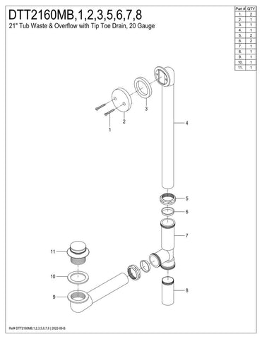 Kingston Brass DTT2166 Made to Match Clawfoot Tub Drain, Polished Nickel 22.2...