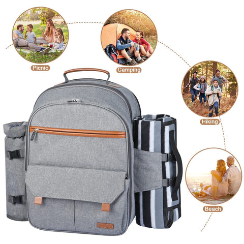 Sunflora Insulated Picnic Backpack for 2 Person Bag with Cooler Compartment, ...