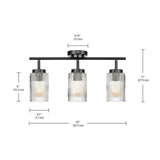 Globe Electric 64000044 3-Light Track Lighting, Ribbed Glass Shades, Matte Bl...