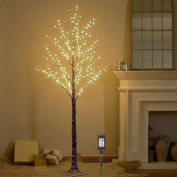 LITBLOOM Lighted Flokced Tree with Fairy Lights 6FT 330 LED, Snowy Tree with ...