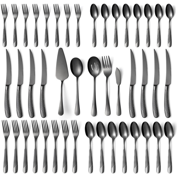 45-Piece Silverware Set Stainless Steel Flatware Set for 8 with Serving Utens...