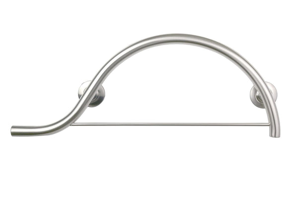 30-inch Designer Curved/Waved Bathroom Shower Grab Bar with Towel Bar, Left-H...
