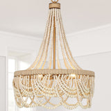 Uolfin Beaded Chandelier, Farmhouse White Boho Light Fixture with 2332 pcs So...