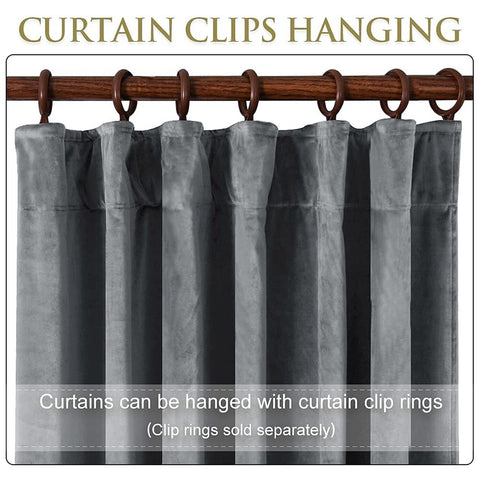 StangH Light Grey Velvet Curtains - Elegant Bedroom Decorative Window Treatme...