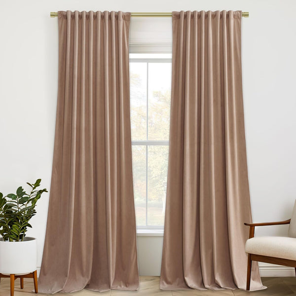 StangH Nursery Bedroom Curtains 96 inches Long, Blush Beige Soft Room Darkeni...