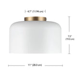 Globe Electric 65868 Amy 1-Light Matte White Flush Mount Ceiling Light with I...