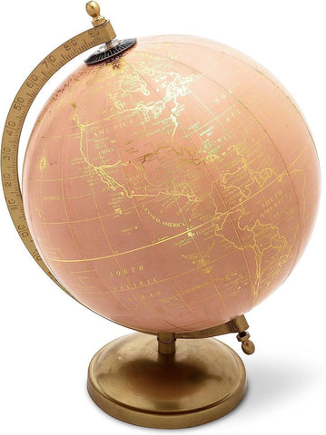 Abbott Collection 57-LATITUDE-01 Spinning Small Decorative Globe, Pink/Gold, ...