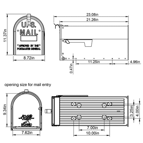Architectural Mailboxes Admiral Aluminum Post Mount Mailbox, Compatibility Co...