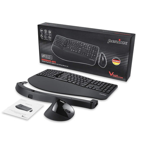 Perixx Periduo-605, Wireless Ergonomic Split Keyboard and Vertical Mouse Comb...