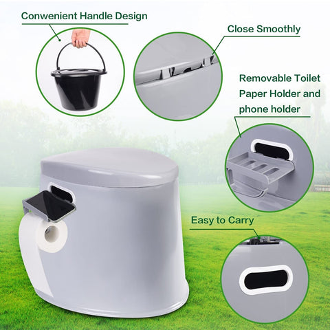 Portable Toilet, Adult and Child Toilet, 5.3 Gallon Mobile Toilet Bucket, Cam...