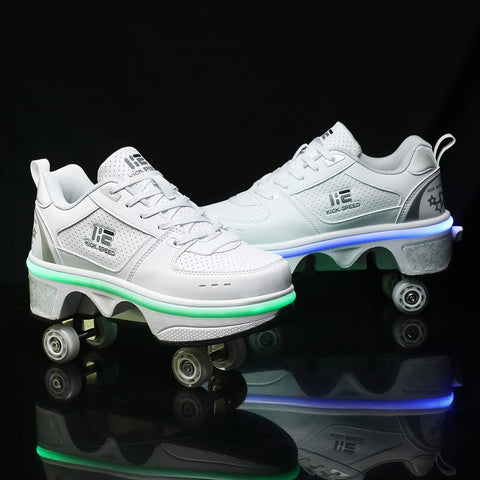 Four-Wheel 2-in-1 Roller Skate Shoes Unisex Roller Shoes & Sneakers Detachabl...