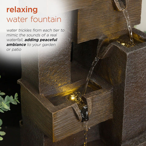 Alpine Corporation ZDQ110 Indoor/Outdoor Floor Multi-Tier Fountain w/LED Ligh...