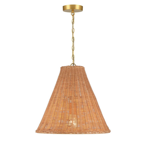 Creative Co-Op Rattan Taper Pendant Light, Natural 18" x 17"