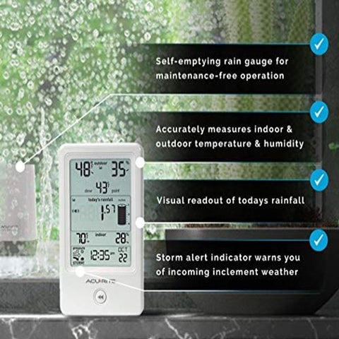 AcuRite 01089M Rain Gauge with Thermometer & Humidity