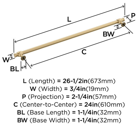 Amerock BP54067CZ | Champagne Bronze Appliance Pull | 24 inch (610mm) Center-...