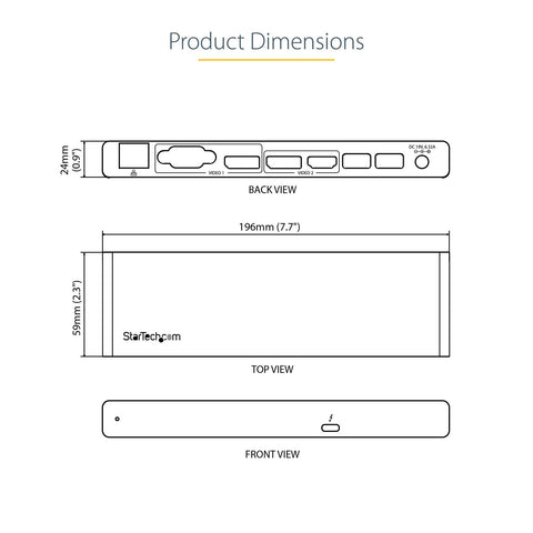 StarTech.com Thunderbolt 3 Dock - Dual 4K 60Hz Monitor TB3 Laptop Docking Sta...