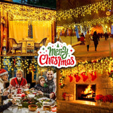 KNONEW 99ft 1216 LED Christmas Lights Outdoor Decorations with 228 Drops, 8 M...