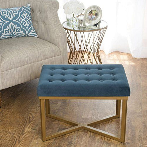 Homepop Home Decor | Upholstered Tufted 24 x 16 x 17-1/2 inches high, Blue