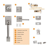 Natsukage Front Door Handle Set Heavy Duty Entry Door Lock Set Satin Nickel E...