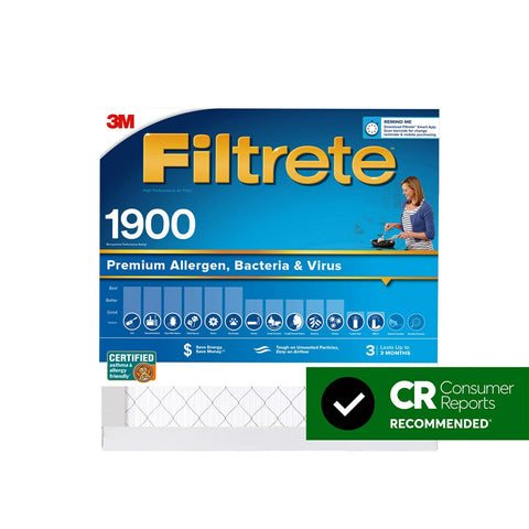 Filtrete 20x20x1 Air Filter, MPR 1900, MERV 13, Healthy Living 20x20x1, White