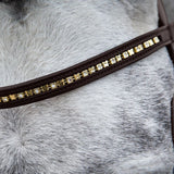 HORZE Weston Padded Leather Snaffle Bridle with Flash Noseband and Web Reins ...