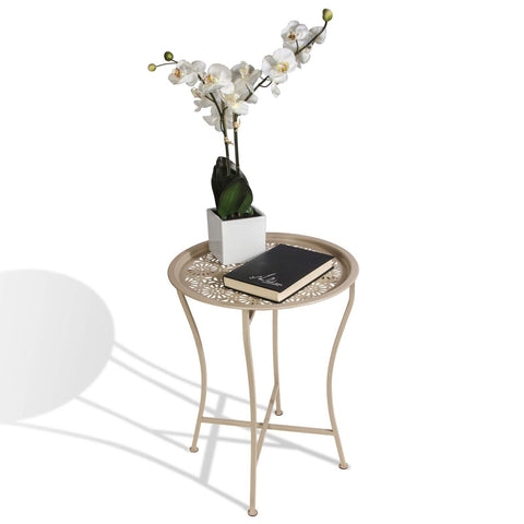 Atlantic Daisy Tray Table, Heavy-Duty Metal Construction, UV-Coated for Outdo...