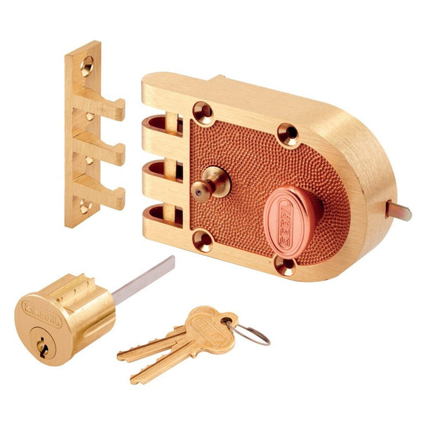 Segal SE 14326 Single Cylinder Deadbolt Brass Slam Lock with Flat and Angle S...