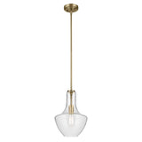 KICHLER Everly 15.25" 1-Light Bell Pendant with Clear Seeded Glass in Brushed...