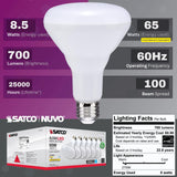 Satco S11470; Wide Range LED Reflector 8.5BR30/LED/827/120V/6PK; 8.5 Watt; BR...