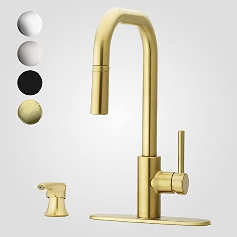 Pfister Zanna Kitchen Faucet with Pull Down Sprayer and Soap Brushed Gold