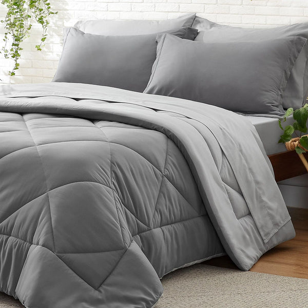 BEDELITE Full Comforter Set 7 Pieces Bed in A Bag - Soft Microfiber Reversibl...