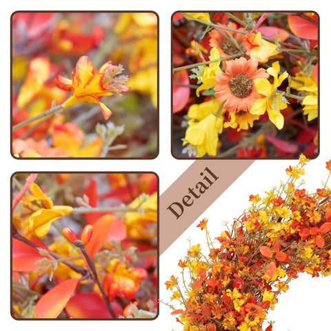 28 Inch Fall Wreaths for Front Door Artificial Orange Eucalyptus Large Autumn...