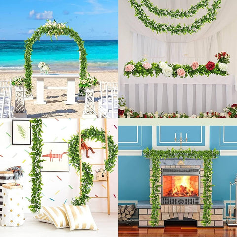 BLEUM CADE 9 Pack Eucalyptus Garland with Lights, 5.9 Ft/pcs Artificial Green...