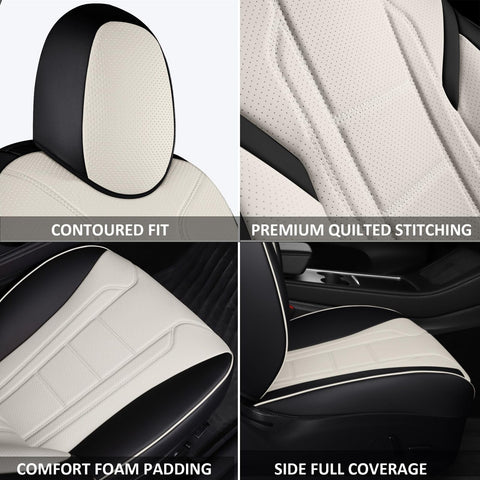 FREESOO 2pc Seat Covers for Tesla Model Y Front Only, Faux Leather Seat Prote...