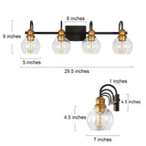 LALUZ Bathroom Vanity Light, 4-Light Black Bathroom Light Fixtures with Oil R...