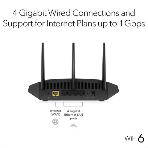 NETGEAR 4-Stream WiFi 6 Router (R6700AX) &#8211; AX1800 Wireless Speed (Up to 1.