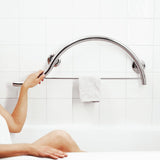 30-inch Designer Curved/Waved Bathroom Shower Grab Bar with Towel Bar, Left-H...
