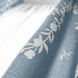 Melodieux Flower Embroidery Linen Blackout Blue Curtains for Living Room Bedr...