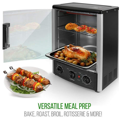 Nutrichef Vertical Countertop Oven with Rotisserie, Bake, Broil, & 1500W